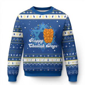 Chanukkah Challah Hanukkah Ugly Sweater Happy Challah Days Star Of David Gift TS12 Blue White Print Your Wear