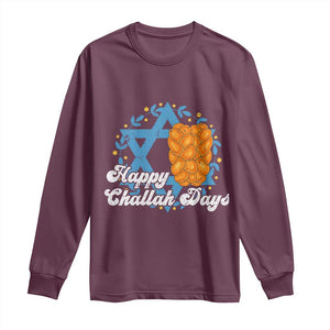 Hanukkah Challah Long Sleeve Shirt Happy Challah Days Star Of David Gift TS12 Maroon Print Your Wear