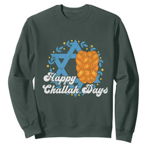 Hanukkah Challah Sweatshirt Happy Challah Days Star Of David Gift TS12 Dark Forest Green Print Your Wear