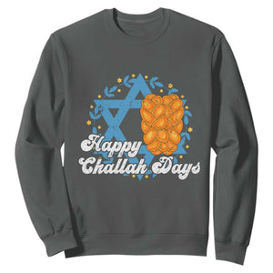 Hanukkah Challah Sweatshirt Happy Challah Days Star Of David Gift TS12 Dark Heather Print Your Wear