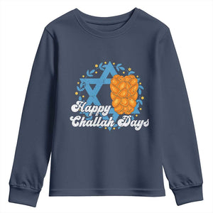 Hanukkah Challah Youth Sweatshirt Happy Challah Days Star Of David Gift TS12 Navy Print Your Wear