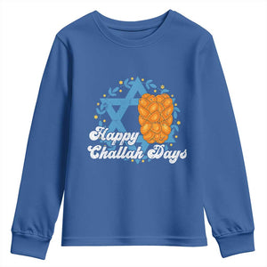 Hanukkah Challah Youth Sweatshirt Happy Challah Days Star Of David Gift TS12 Royal Blue Print Your Wear