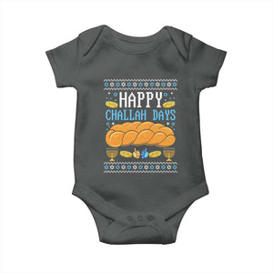 Happy Challah Days Baby Onesie Ugly Hanukkah Food Lover Gift TS12 Dark Heather Print Your Wear