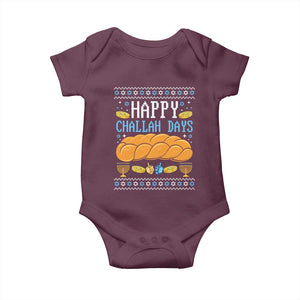 Happy Challah Days Baby Onesie Ugly Hanukkah Food Lover Gift TS12 Maroon Print Your Wear