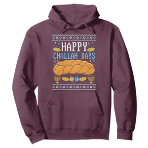 Happy Challah Days Hoodie Ugly Hanukkah Food Lover Gift TS12 Maroon Print Your Wear