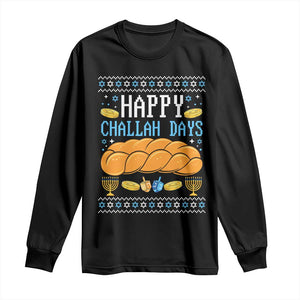 Happy Challah Days Long Sleeve Shirt Ugly Hanukkah Food Lover Gift TS12 Black Print Your Wear