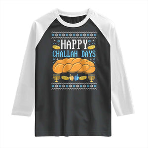Happy Challah Days Raglan Shirt Ugly Hanukkah Food Lover Gift TS12 Black White Print Your Wear