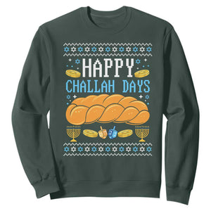 Happy Challah Days Sweatshirt Ugly Hanukkah Food Lover Gift TS12 Dark Forest Green Print Your Wear