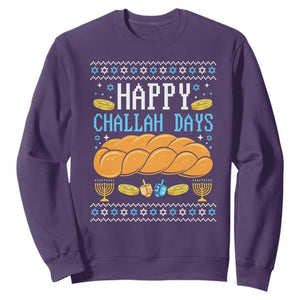 Happy Challah Days Sweatshirt Ugly Hanukkah Food Lover Gift TS12 Purple Print Your Wear