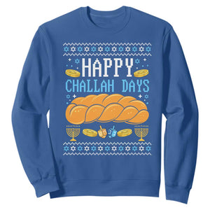 Happy Challah Days Sweatshirt Ugly Hanukkah Food Lover Gift TS12 Royal Blue Print Your Wear