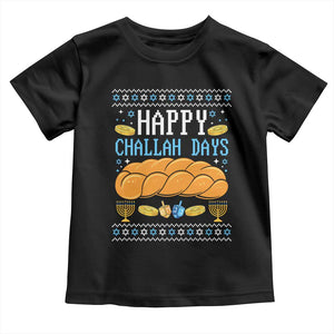 Happy Challah Days Toddler T Shirt Ugly Hanukkah Food Lover Gift TS12 Black Print Your Wear
