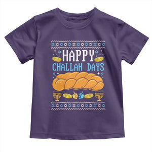 Happy Challah Days Toddler T Shirt Ugly Hanukkah Food Lover Gift TS12 Purple Print Your Wear