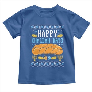 Happy Challah Days Toddler T Shirt Ugly Hanukkah Food Lover Gift TS12 Royal Blue Print Your Wear