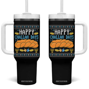 Happy Challah Days Tumbler With Handle Ugly Hanukkah Food Lover Gift TS12 One Size: 40 oz Black Print Your Wear