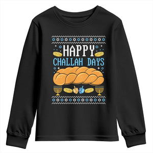Happy Challah Days Youth Sweatshirt Ugly Hanukkah Food Lover Gift TS12 Black Print Your Wear