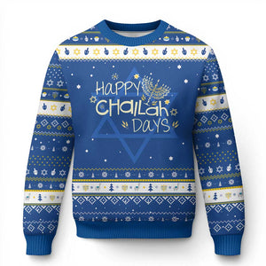 Funny Festival Of Lights Hanukkah Ugly Sweater Happy Challah Days TS12 Blue White Print Your Wear