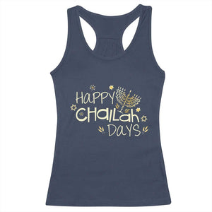 Funny Hanukkah Festival Of Lights Racerback Tank Top Happy Challah Days TS12 Navy Print Your Wear