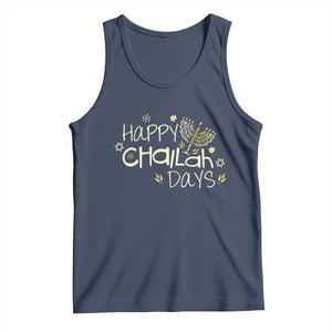Funny Hanukkah Festival Of Lights Tank Top Happy Challah Days TS12 Navy Print Your Wear