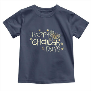 Funny Hanukkah Festival Of Lights Toddler T Shirt Happy Challah Days TS12 Navy Print Your Wear