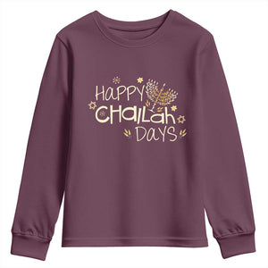 Funny Hanukkah Festival Of Lights Youth Sweatshirt Happy Challah Days TS12 Maroon Print Your Wear
