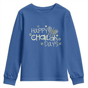 Funny Hanukkah Festival Of Lights Youth Sweatshirt Happy Challah Days TS12 Royal Blue Print Your Wear