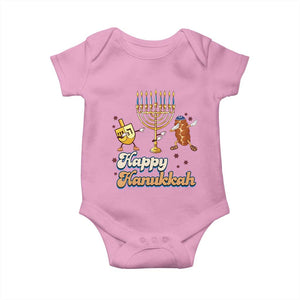 Funny Hanukkah Baby Onesie Dab Dreidel Menorah Challah Gift TS12 Light Pink Print Your Wear