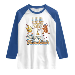 Funny Hanukkah Raglan Shirt Dab Dreidel Menorah Challah Gift TS12 White Royal Print Your Wear