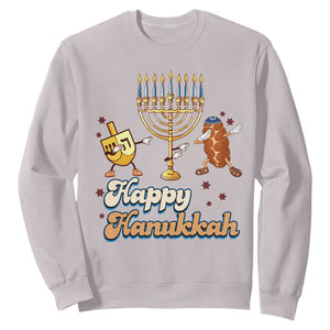 Funny Hanukkah Sweatshirt Dab Dreidel Menorah Challah Gift TS12 Ice Gray Print Your Wear