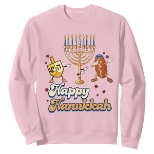 Funny Hanukkah Sweatshirt Dab Dreidel Menorah Challah Gift TS12 Light Pink Print Your Wear