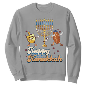 Funny Hanukkah Sweatshirt Dab Dreidel Menorah Challah Gift TS12 Sport Gray Print Your Wear