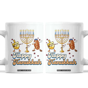 Funny Hanukkah Coffee Mug Dab Dreidel Menorah Challah Gift TS12 White Print Your Wear