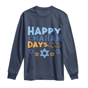 Happy Challah Days Long Sleeve Shirt Hanukkah Holiday Gift TS12 Navy Print Your Wear