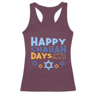 Happy Challah Days Racerback Tank Top Hanukkah Holiday Gift TS12 Maroon Print Your Wear