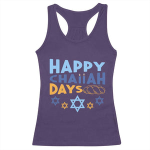 Happy Challah Days Racerback Tank Top Hanukkah Holiday Gift TS12 Purple Print Your Wear