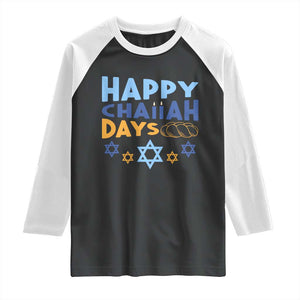 Happy Challah Days Raglan Shirt Hanukkah Holiday Gift TS12 Black White Print Your Wear
