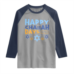 Happy Challah Days Raglan Shirt Hanukkah Holiday Gift TS12 Sport Gray Navy Print Your Wear