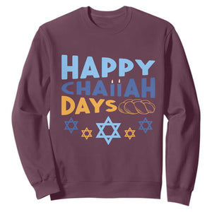 Happy Challah Days Sweatshirt Hanukkah Holiday Gift TS12 Maroon Print Your Wear
