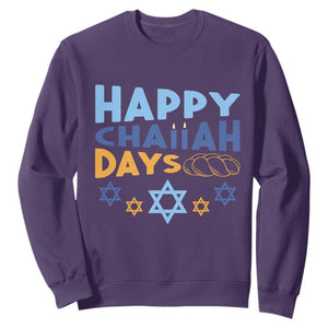 Happy Challah Days Sweatshirt Hanukkah Holiday Gift TS12 Purple Print Your Wear
