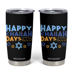 Happy Challah Days Tumbler Cup Hanukkah Holiday Gift TS12 Black Print Your Wear