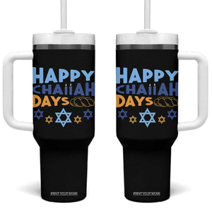 Happy Challah Days Tumbler With Handle Hanukkah Holiday Gift TS12 One Size: 40 oz Black Print Your Wear