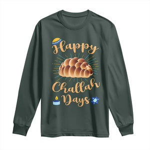 Funny Hanukkah Happy Challah Days Long Sleeve Shirt Jewish Gift TS12 Dark Forest Green Print Your Wear