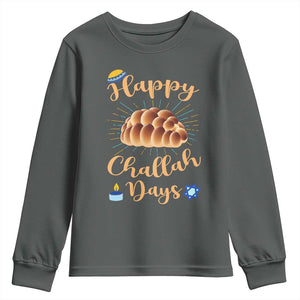 Funny Hanukkah Happy Challah Days Youth Sweatshirt Jewish Gift TS12 Dark Heather Print Your Wear