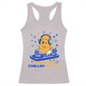 Hanukkah DJ Challah And Dreidel Racerback Tank Top Funny Jewish Gift TS12 Ice Gray Print Your Wear