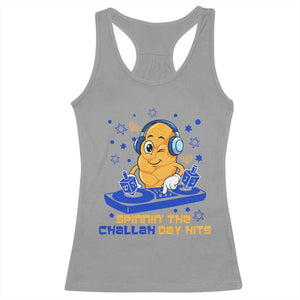 Hanukkah DJ Challah And Dreidel Racerback Tank Top Funny Jewish Gift TS12 Sport Gray Print Your Wear