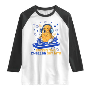 Hanukkah DJ Challah And Dreidel Raglan Shirt Funny Jewish Gift TS12 White Black Print Your Wear