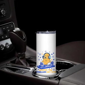 Hanukkah DJ Challah And Dreidel Skinny Tumbler Funny Jewish Gift TS12 Print Your Wear