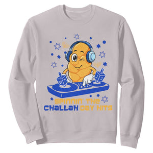 Hanukkah DJ Challah And Dreidel Sweatshirt Funny Jewish Gift TS12 Ice Gray Print Your Wear