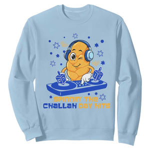 Hanukkah DJ Challah And Dreidel Sweatshirt Funny Jewish Gift TS12 Light Blue Print Your Wear