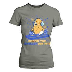 Hanukkah DJ Challah And Dreidel T Shirt For Women Funny Jewish Gift TS12 Military Green Print Your Wear