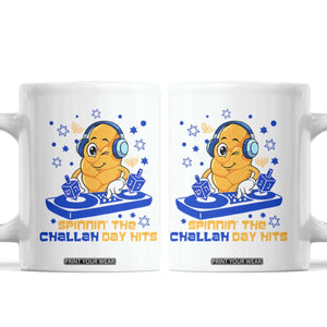 Hanukkah DJ Challah And Dreidel Coffee Mug Funny Jewish Gift TS12 White Print Your Wear